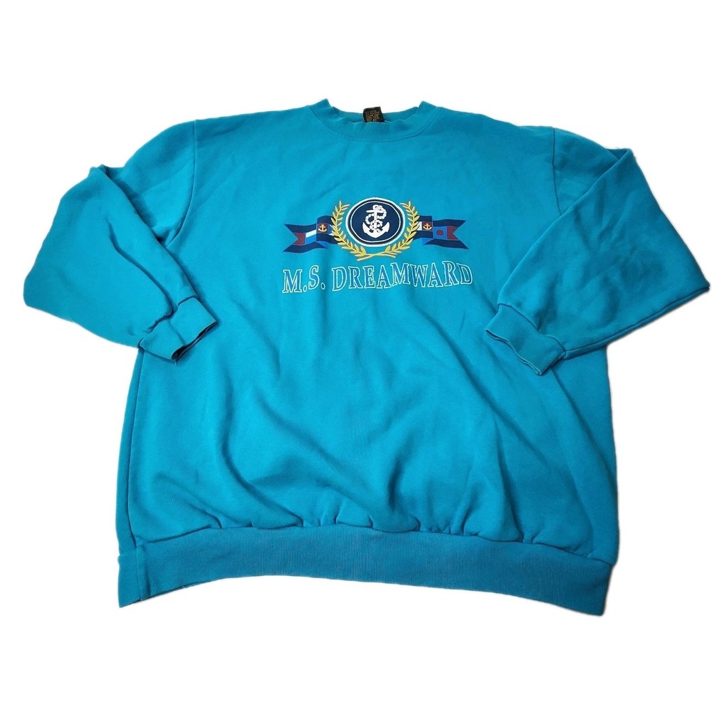 Vintage 90s Norwegian Cruise Line L-XL Teal Crewneck Sweatshirt M/S Dreamward US